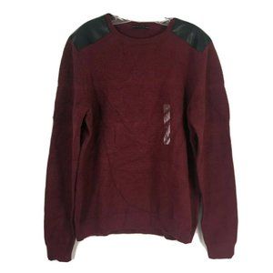 GUESS Mens Long Sleeve Honeycomb Stitch Sweater Small Pinot Noir Red